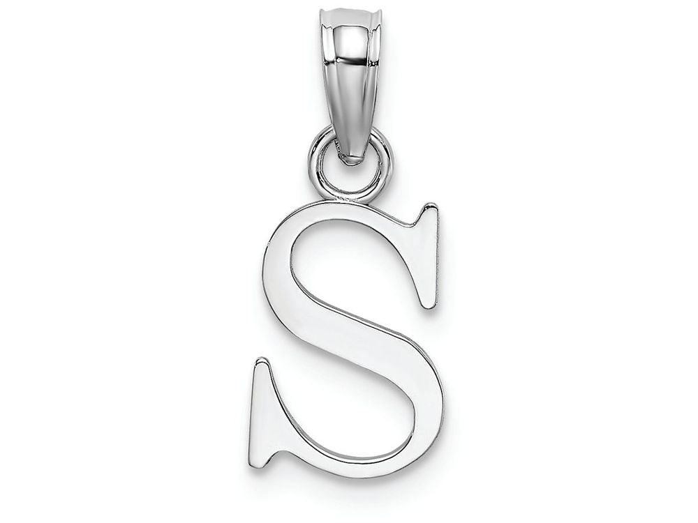 FJC Finejewelers 10k White Gold S Block Initial Charm