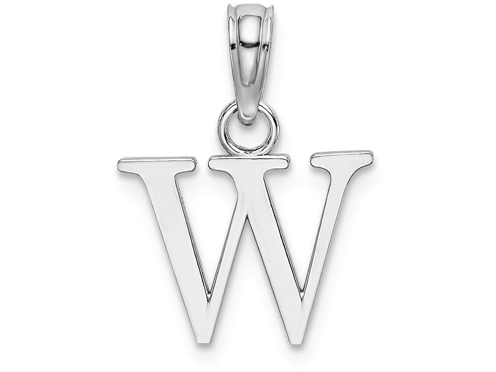 FJC Finejewelers 10k White Gold W Block Initial Charm
