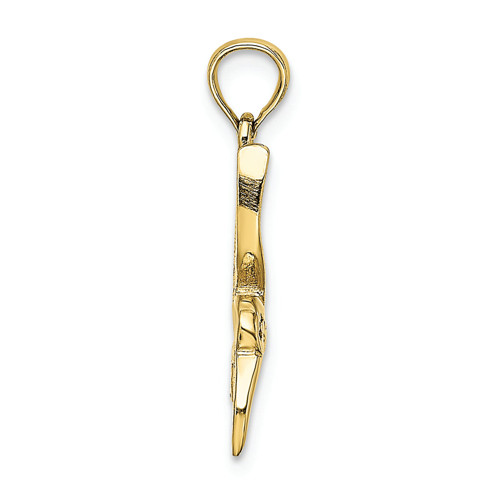 FJC Finejewelers 10k Yellow Gold Hummingbird Flying Textured with Curved Beak Charm