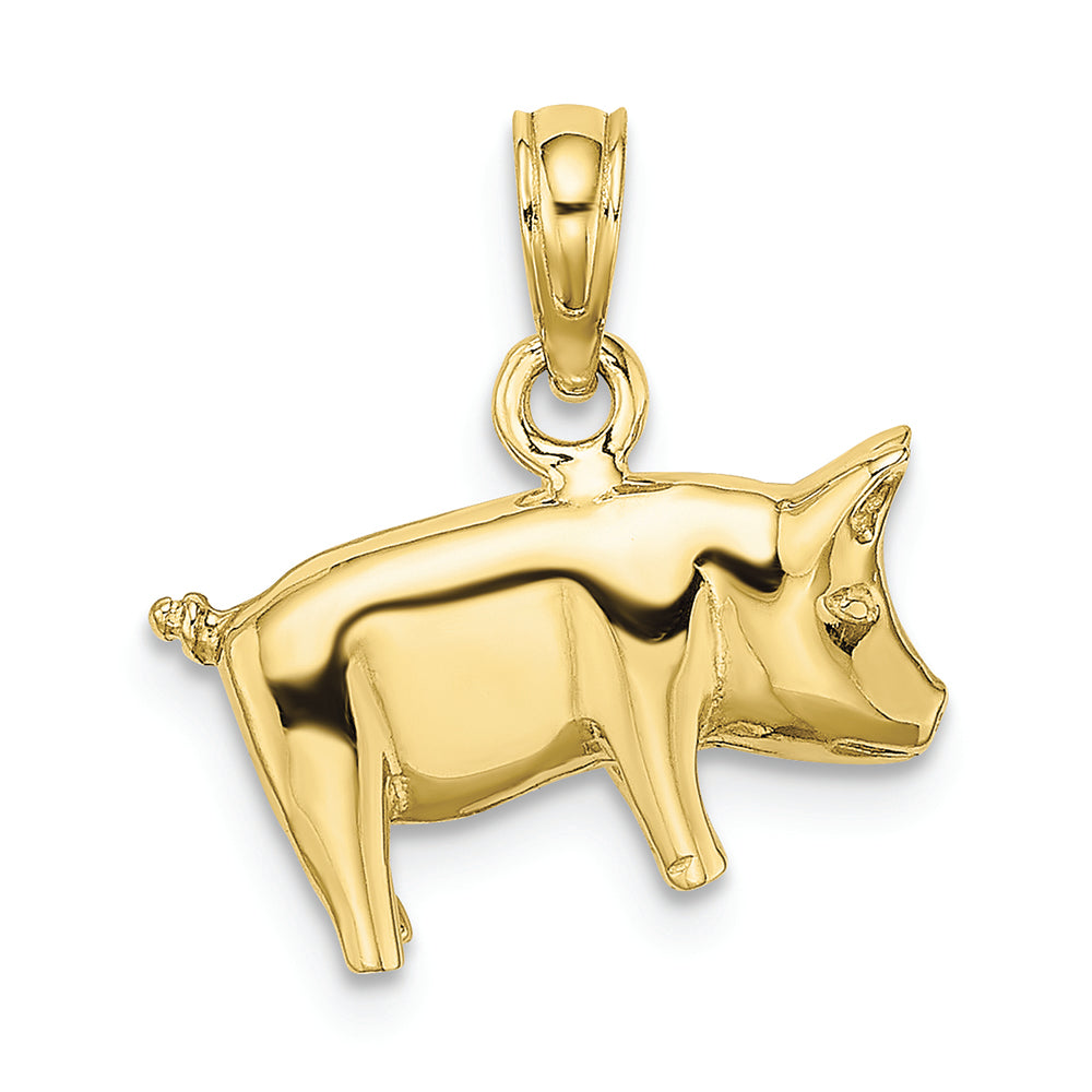 FJC Finejewelers 10k Yellow Gold 3d Pig with Curly Q Tail Charm