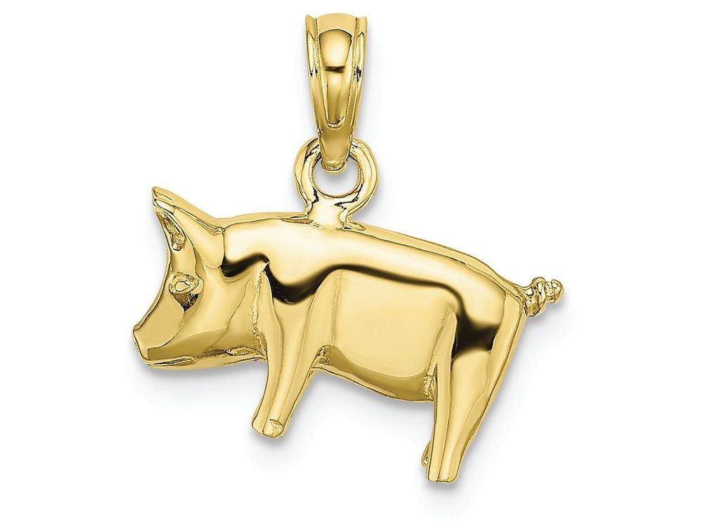 FJC Finejewelers 10k Yellow Gold 3d Pig with Curly Q Tail Charm