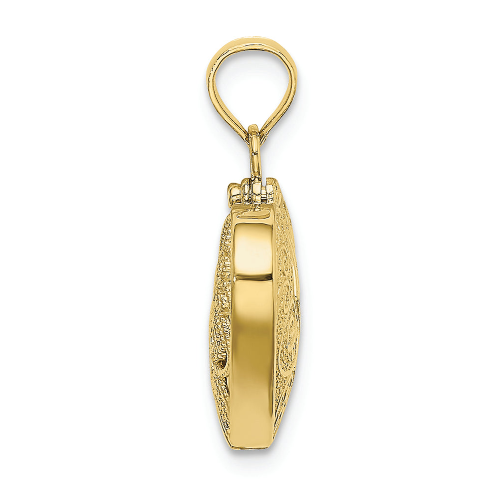 FJC Finejewelers 10k Yellow Gold 3d Reversible Heart Opens with Red Heart Inside Charm