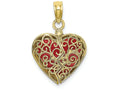 FJC Finejewelers 10k Yellow Gold 3d Reversible Heart Opens with Red Heart Inside Charm