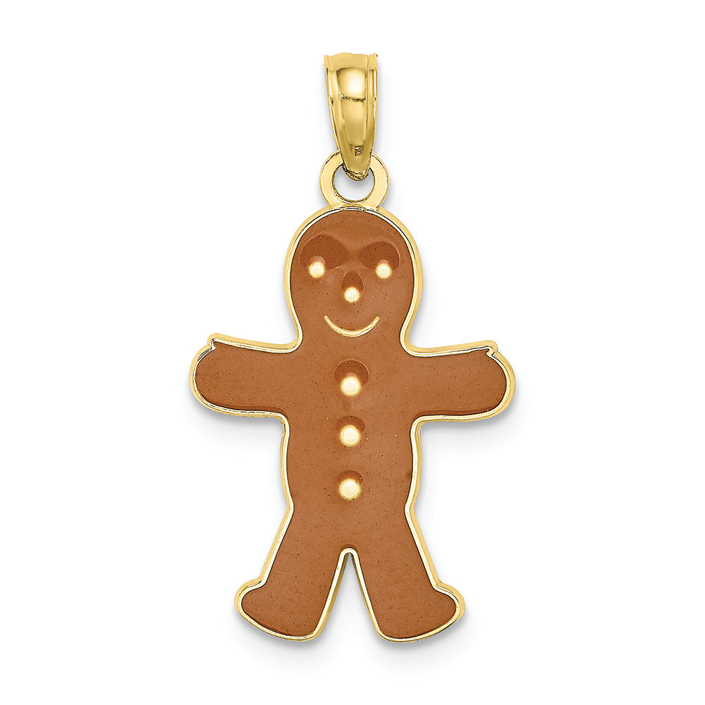 FJC Finejewelers 10k Yellow Gold 3d Gingerbread Man with Enamel Charm