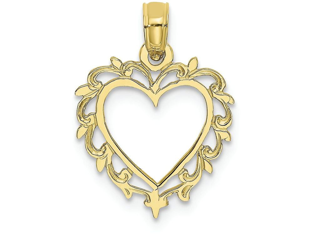 FJC Finejewelers 10k Yellow Gold Heart with Lace Trim Charm