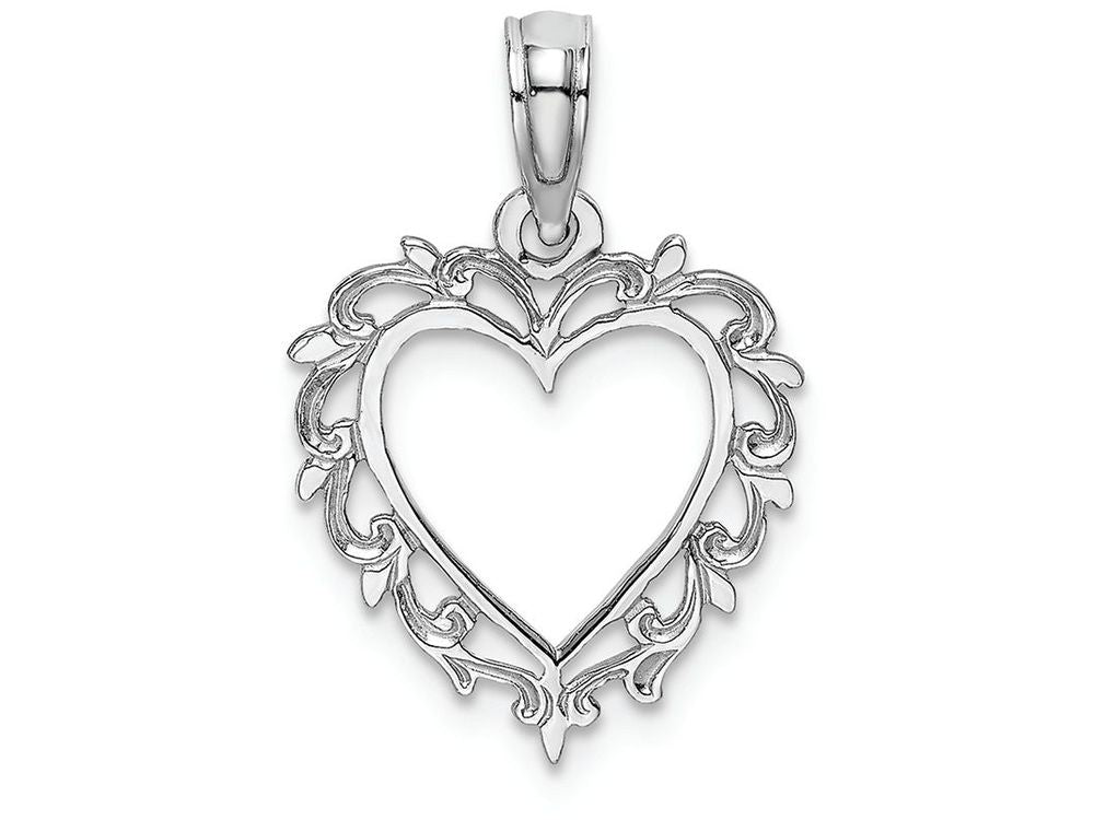 FJC Finejewelers 10k White Gold Heart with Lace Trim Charm