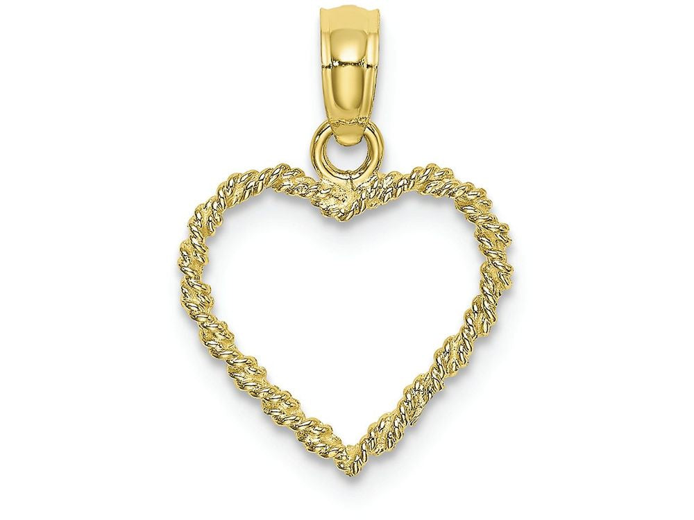 FJC Finejewelers 10k Yellow Gold 3d Rope Heart Charmcut-out