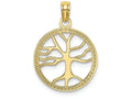 FJC Finejewelers 10k Yellow Gold 3d Small Tree Of Life In Round Frame Charm
