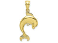 FJC Finejewelers 10k Yellow Gold Dolphin Jumping Polish Engraved Charm