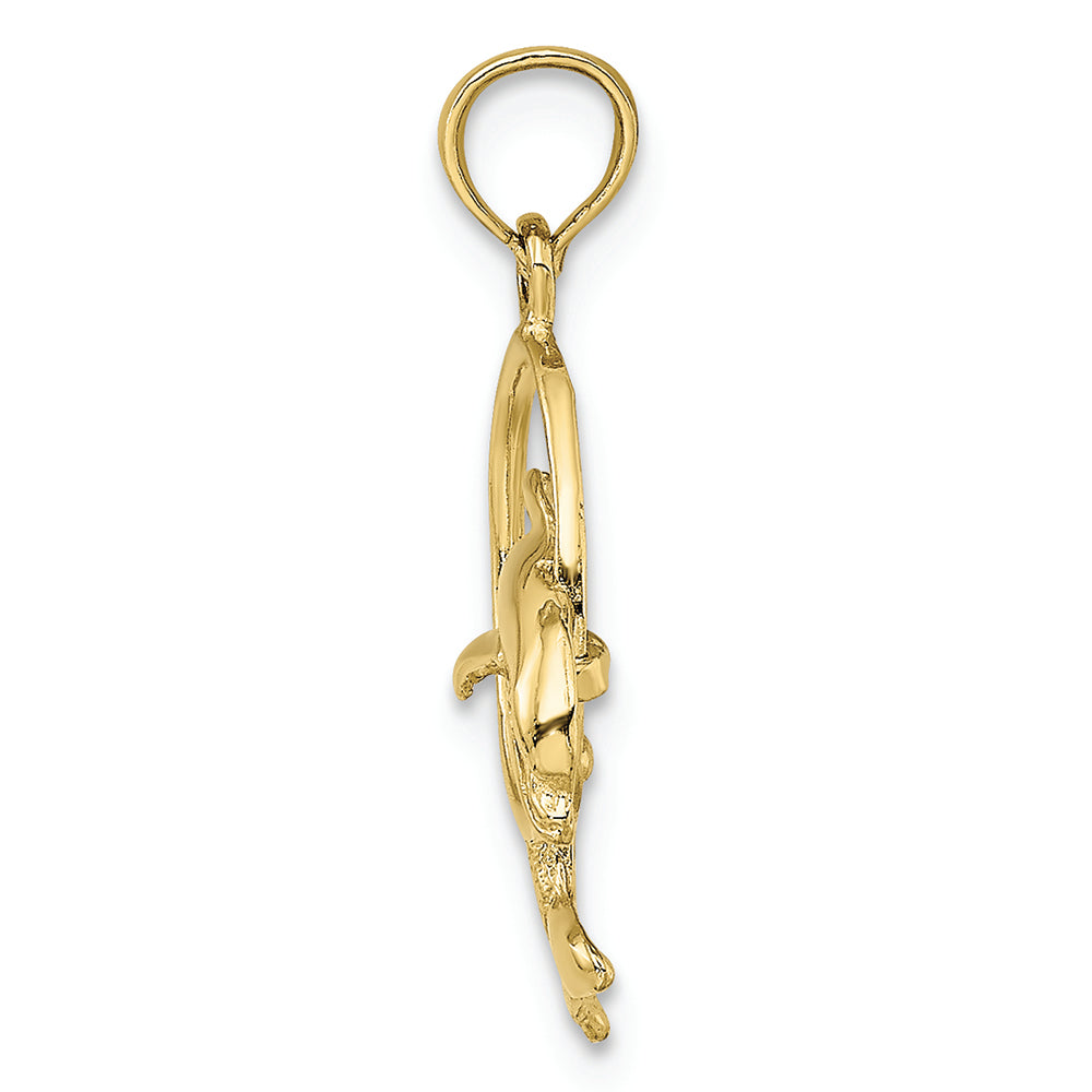 FJC Finejewelers 10k Yellow Gold Dolphin Jumping Thru Hoop Charm