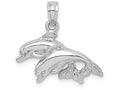 FJC Finejewelers 10k White Gold Double Dolphins Jumping Left Polish Charm