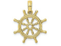 FJC Finejewelers 10k Yellow Gold 3d Ship Wheel with Center Charm