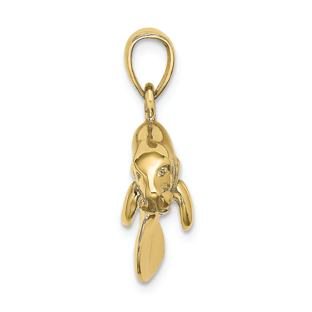 FJC Finejewelers 10k Yellow Gold 3d Manatee Swimming Charm