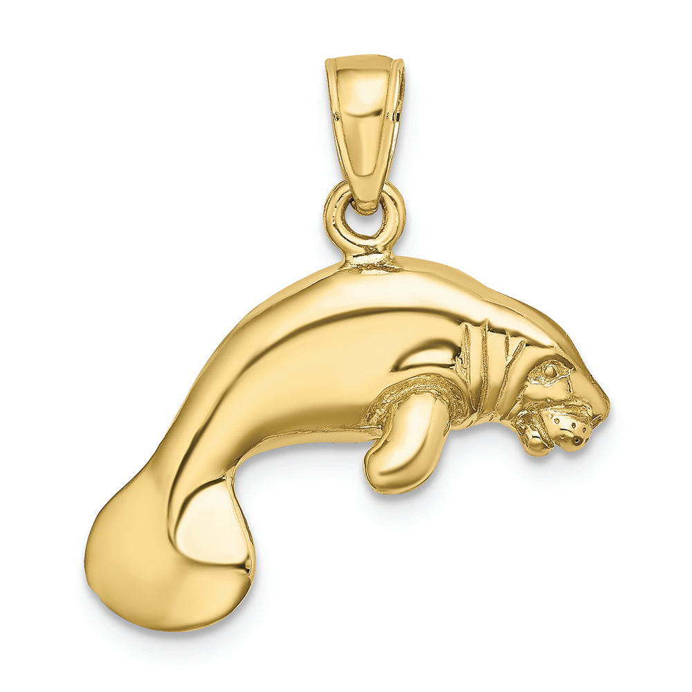 FJC Finejewelers 10k Yellow Gold 3d Manatee Swimming Charm