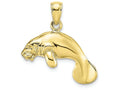 FJC Finejewelers 10k Yellow Gold 3d Manatee Swimming Charm