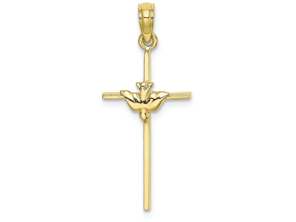FJC Finejewelers 10k Yellow Gold Dove On Stick Cross Charm