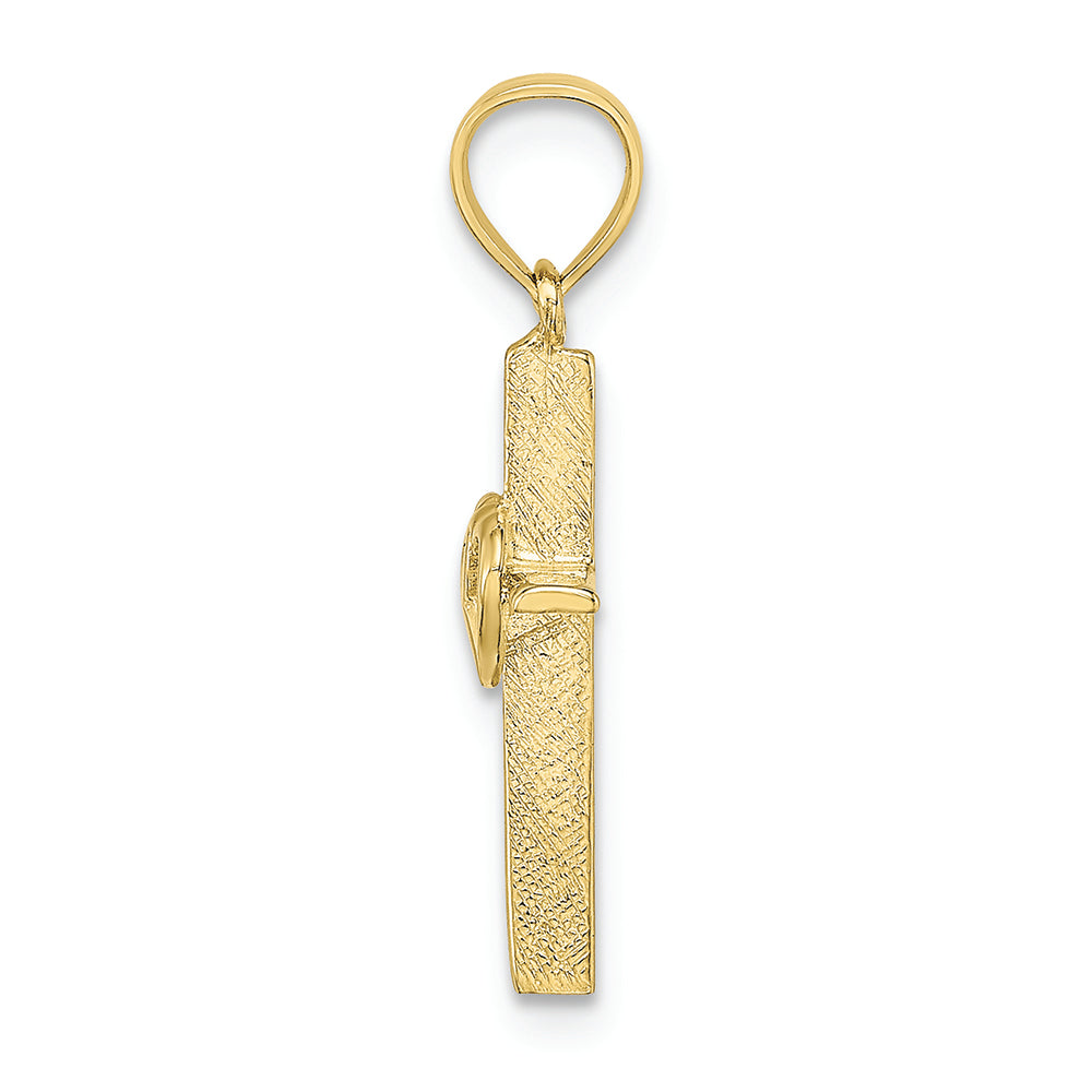 FJC Finejewelers 10k Yellow Gold Double Hearts On Stick Cross Charm