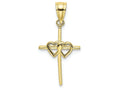 FJC Finejewelers 10k Yellow Gold Double Hearts On Stick Cross Charm
