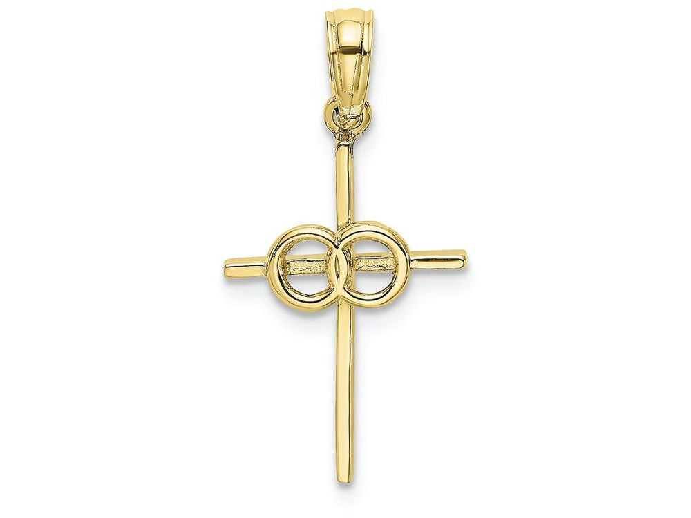 FJC Finejewelers 10k Yellow Gold Infinity Circles On Stick Cross Charm