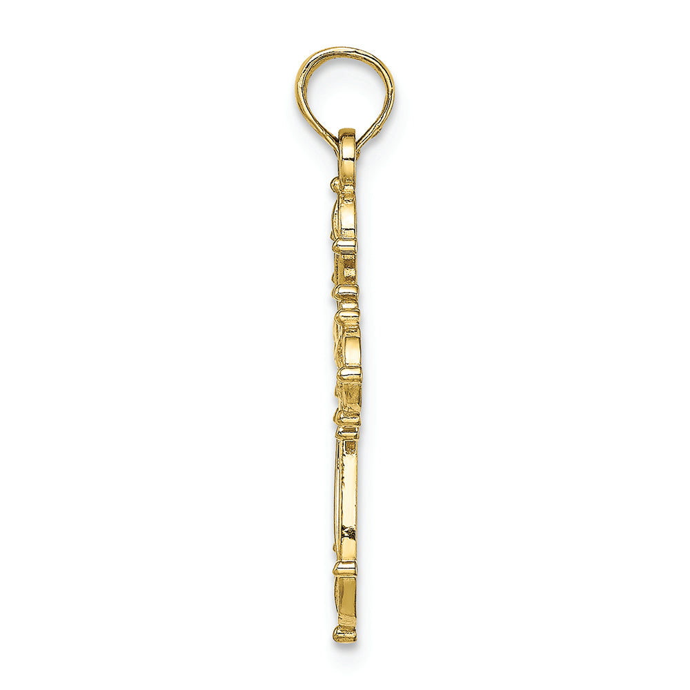 FJC Finejewelers 10k Yellow Gold Fancy Cross with Multi-shapes Charm