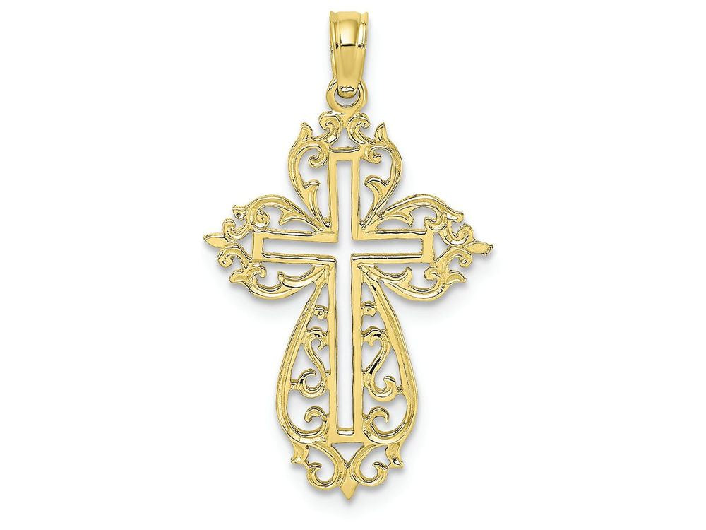 FJC Finejewelers 10k Yellow Gold Scroll Framed Cross Charm