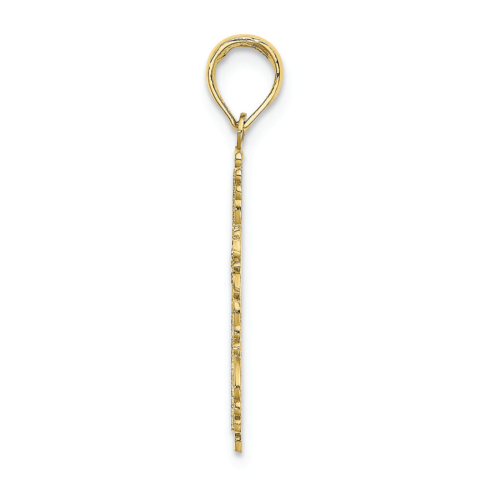 FJC Finejewelers 10k Yellow Gold Cross with Lace Trim Border Charm