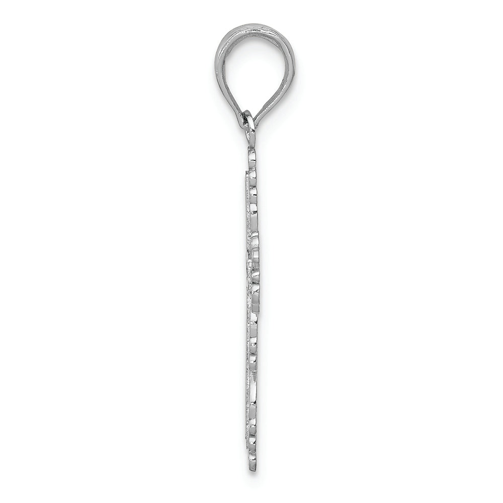 FJC Finejewelers 10k White Gold Cross with Lace Trim Border Charm