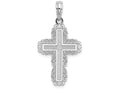 FJC Finejewelers 10k White Gold Cross with Lace Trim Border Charm