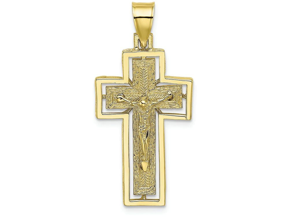 FJC Finejewelers 10k Yellow Gold Crucifix On Cross with Frame Charm