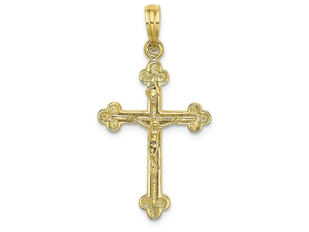 FJC Finejewelers 10k Yellow Gold Crucifix with Spade Tipsnarrow Charm