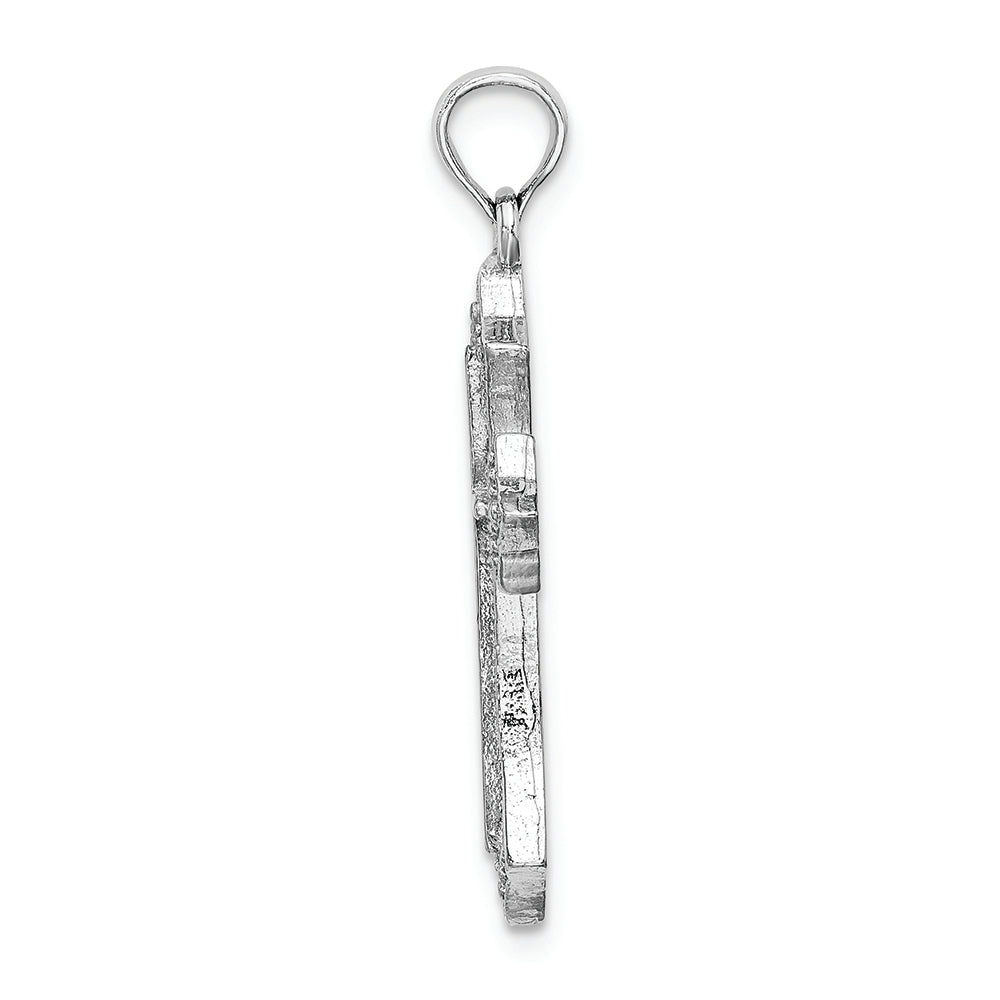 FJC Finejewelers 10k White Gold Cross with Beaded Triangle Tips Charm