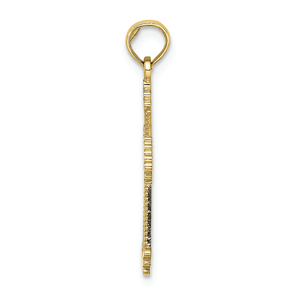 FJC Finejewelers 10k Yellow Gold Cross with Heart Center Stripes Charm