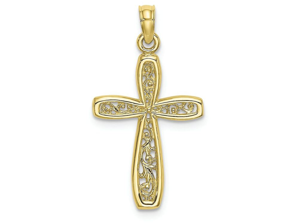 FJC Finejewelers 10k Yellow Gold Cross with Filigree Center Charm
