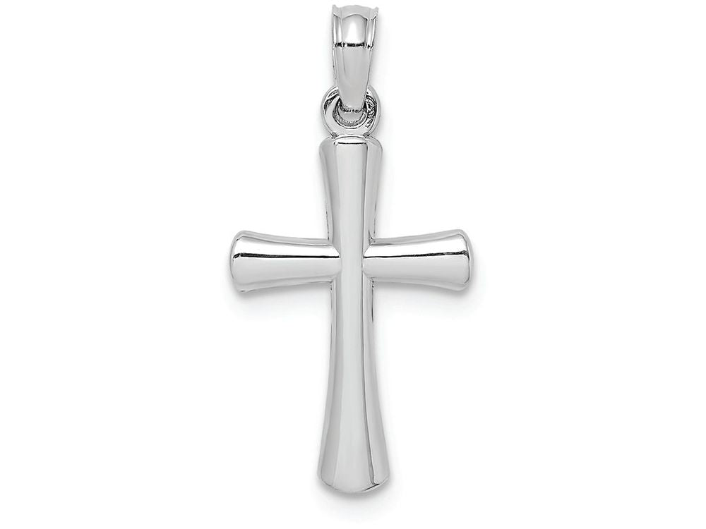 FJC Finejewelers 10k White Gold Beveled Cross with Round Tips Charm