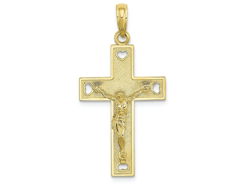 FJC Finejewelers 10k Yellow Gold I Love Jesus Crucifix Heart Charm
