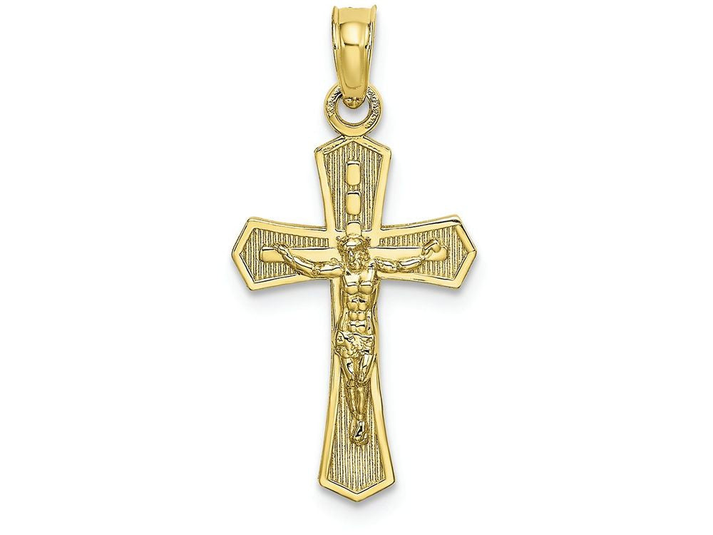 FJC Finejewelers 10k Yellow Gold Crucifixbeveled Edges Charm