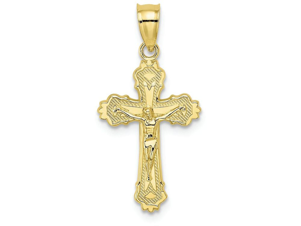 FJC Finejewelers 10k Yellow Gold Crucifix with Scalloped Edge Charm