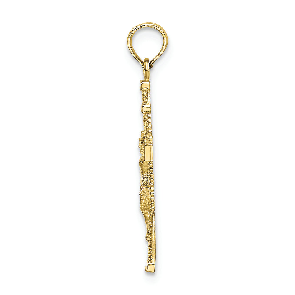 FJC Finejewelers 10k Yellow Gold Beaded Accent Cross Behind Crucifix Charm