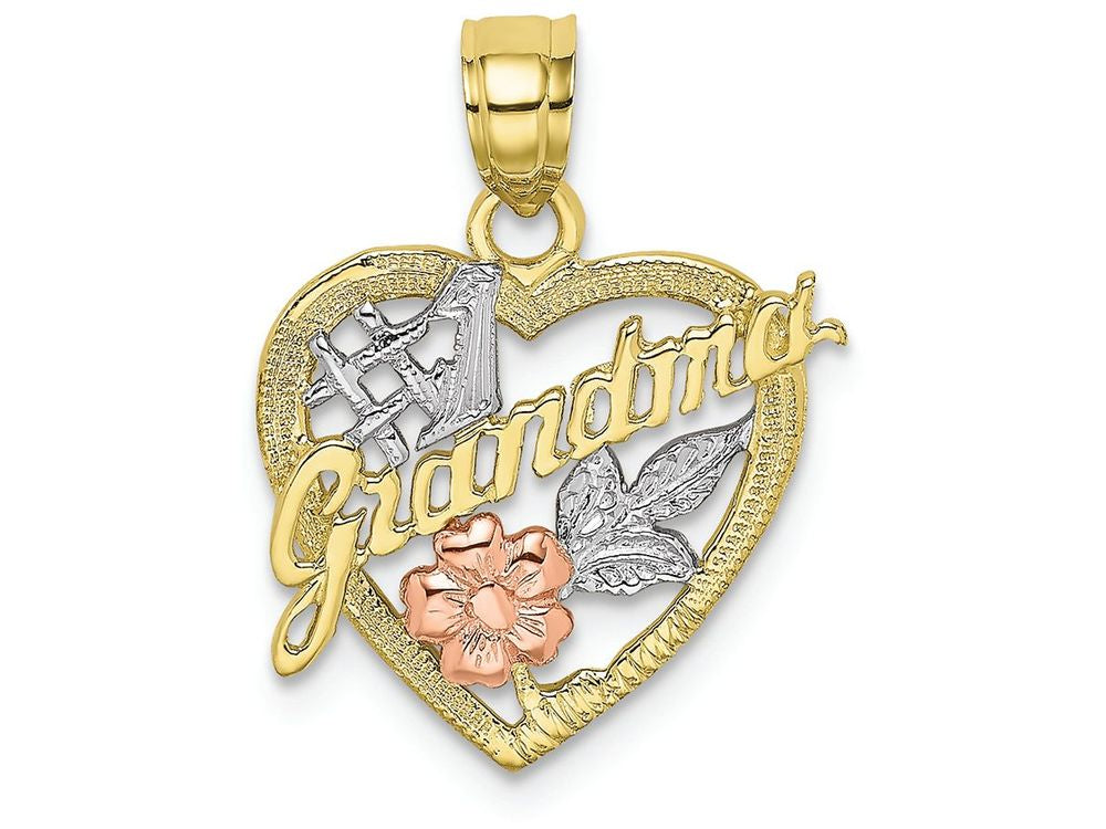 FJC Finejewelers 10k Two-tone Gold #1 Grandma In Hearttri-color Charm