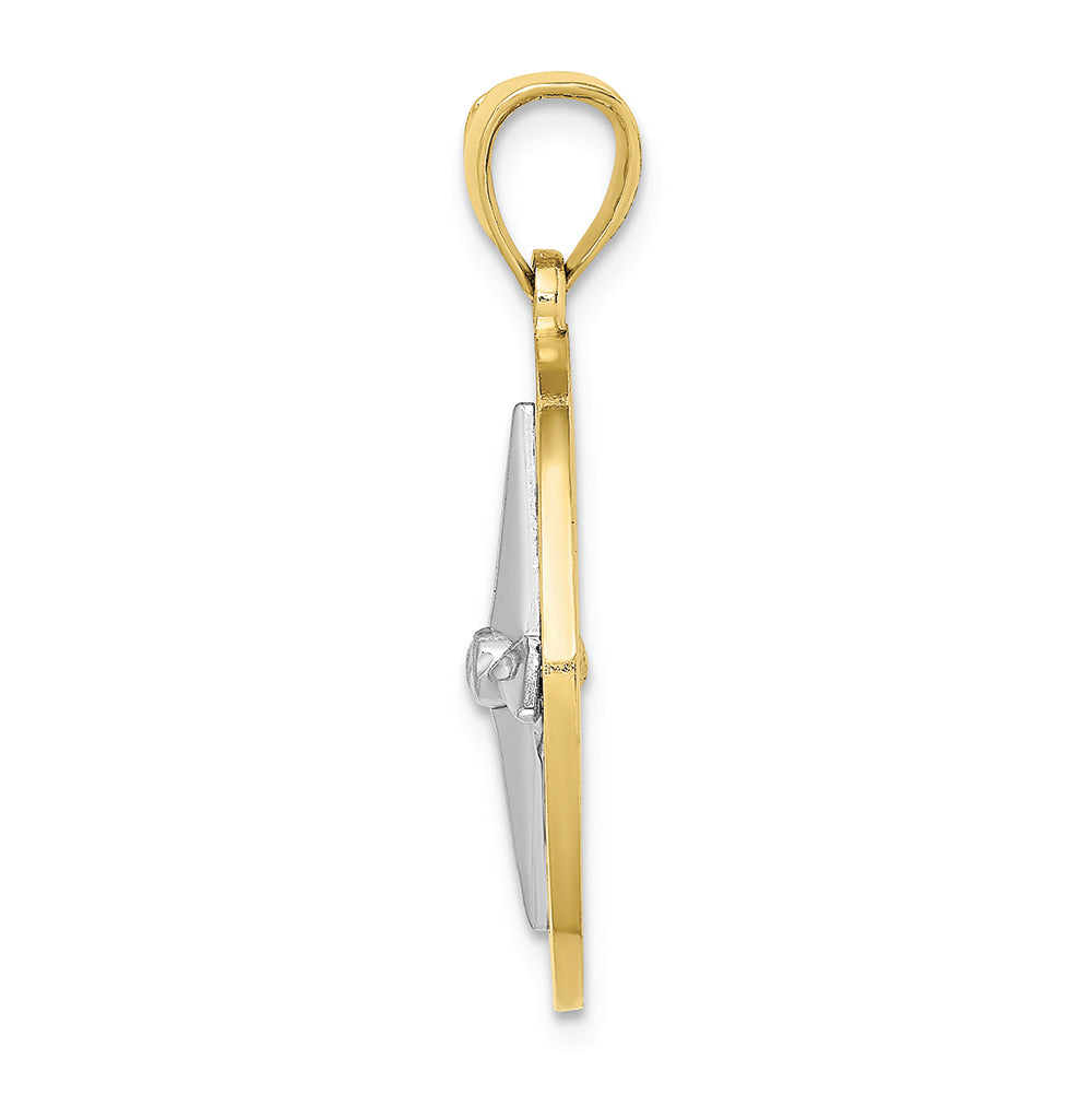 FJC Finejewelers 10k Two-tone Gold Nautical Compass White Needle Charm