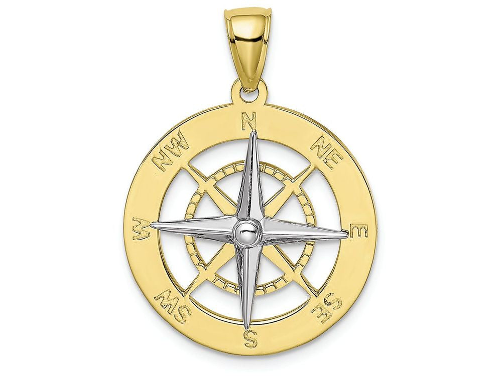 FJC Finejewelers 10k Two-tone Gold Nautical Compass White Needle Charm