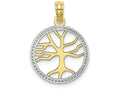 FJC Finejewelers 10k Two-tone Gold 3d Small Tree Of Life In White Round Frame Charm