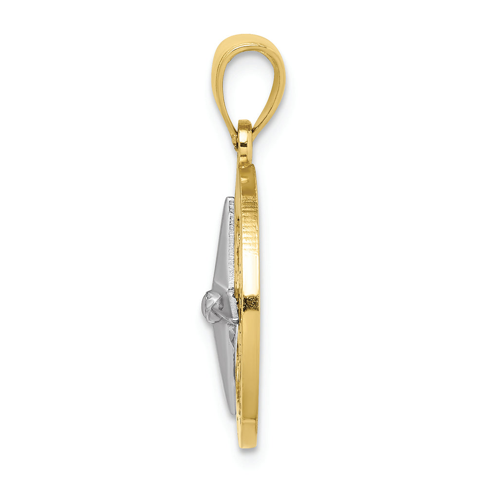 FJC Finejewelers 10k Two-tone Gold Nautical Compass White Needle Charm