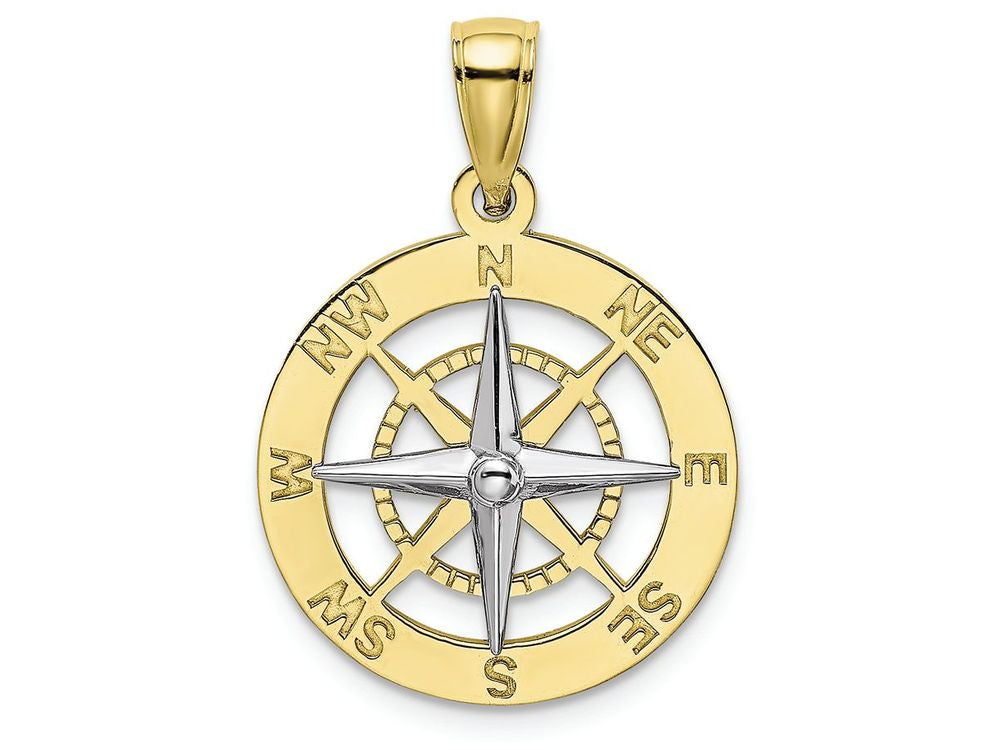 FJC Finejewelers 10k Two-tone Gold Nautical Compass White Needle Charm