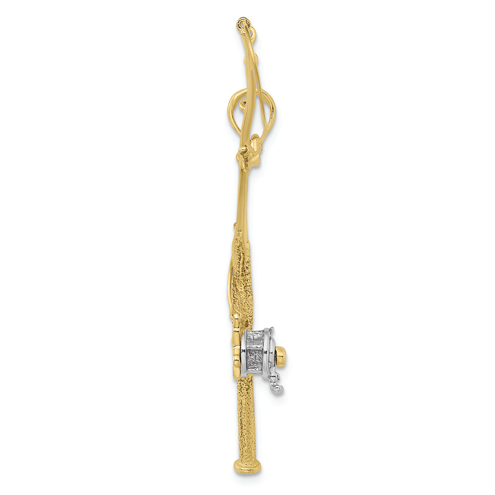 FJC Finejewelers 10k Two-tone Gold 3d Fishing Pole Reelmoveable Charm