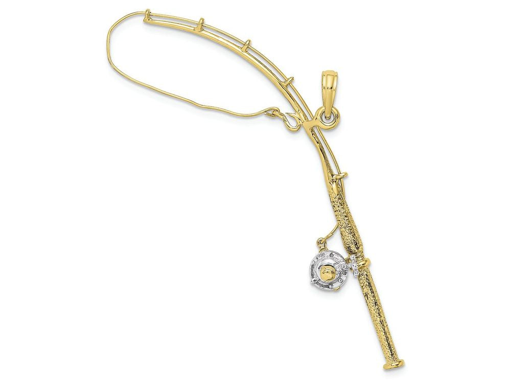 FJC Finejewelers 10k Two-tone Gold 3d Fishing Pole Reelmoveable Charm
