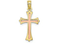 FJC Finejewelers 10k Two-tone Gold Cross with Pink Center Charm