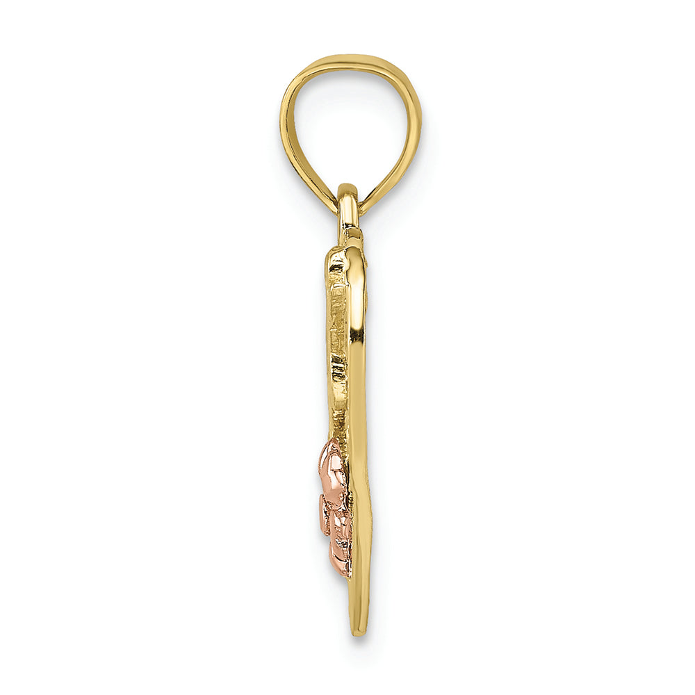 FJC Finejewelers 10k Two-tone Gold #1 Wife In Heart with Pink Flower Charm