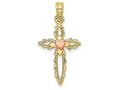 FJC Finejewelers 10k Two-tone Gold Cross with Pink Heart Center Charm