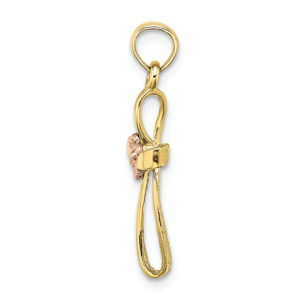 FJC Finejewelers 10k Two-tone Gold Twisted Cross with Pink Flower Center Charm